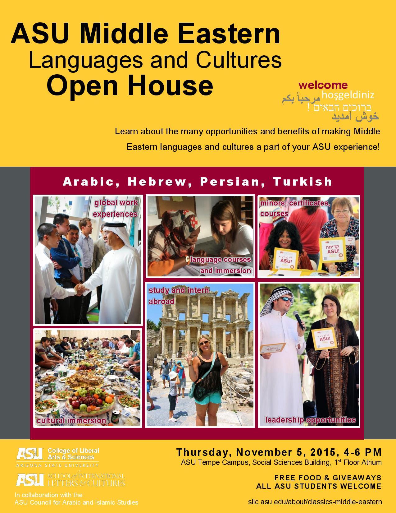 ASU Middle Eastern Languages and Cultures Open House flyer