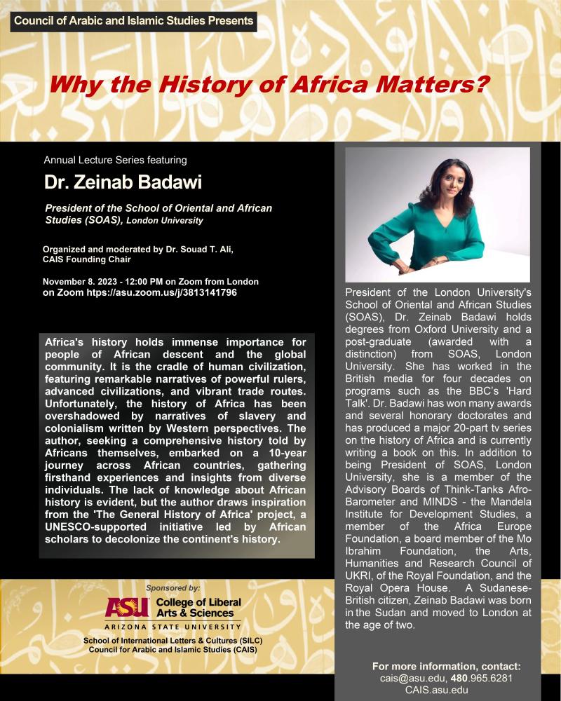 Annual lecture series why the history of Africa matters flyer