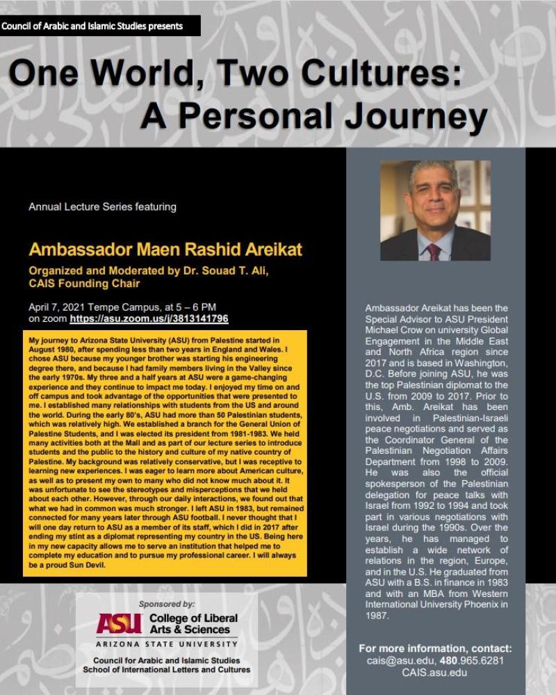 Annual lecture series One World, Two Cultures: A Personal Journey flyer