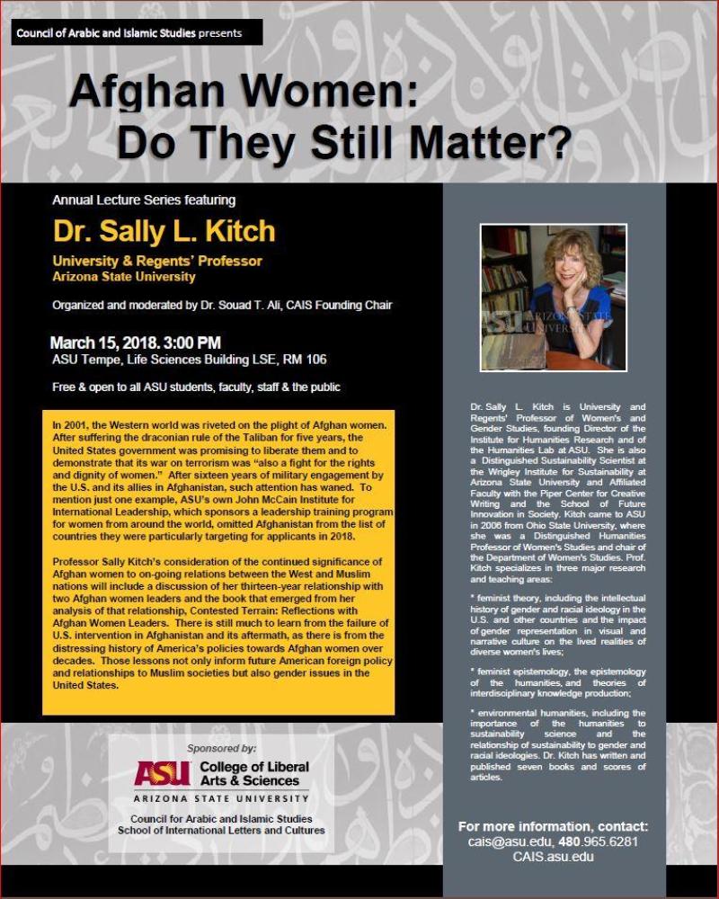 Annual lecture series Afghan Women: Do They Still Matter? flyer